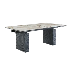 T2411 extendable table with carved wooden legs