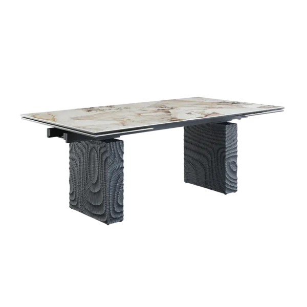 T2411 extendable table with carved wooden legs