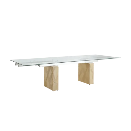 T2511 extendable table with glass top side view