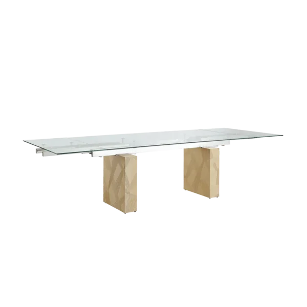 T2511 extendable table with glass top side view T2511 extendable table with glass top side view