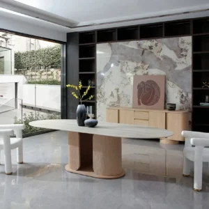 T9008C modern wooden table with chairs combo