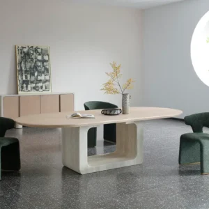 t9001 modern table with stone base and chairs