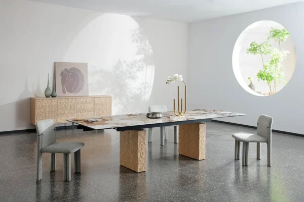 T2611C Modern extendable table with chairs combo