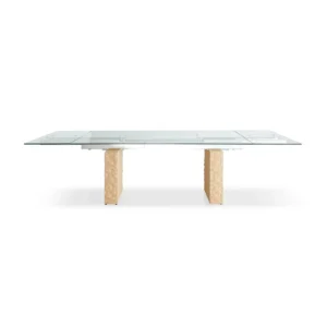 T2611G extendable glass table in front view