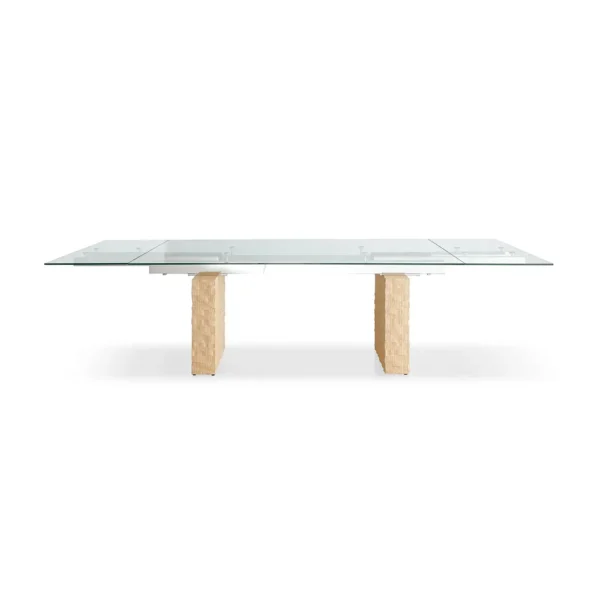 T2611G extendable glass table in front view
