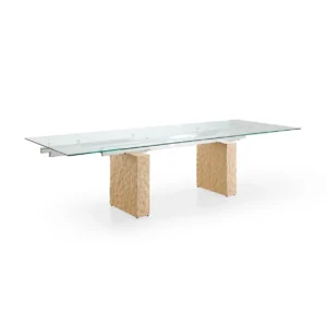 T2611G extendabe glass table side view