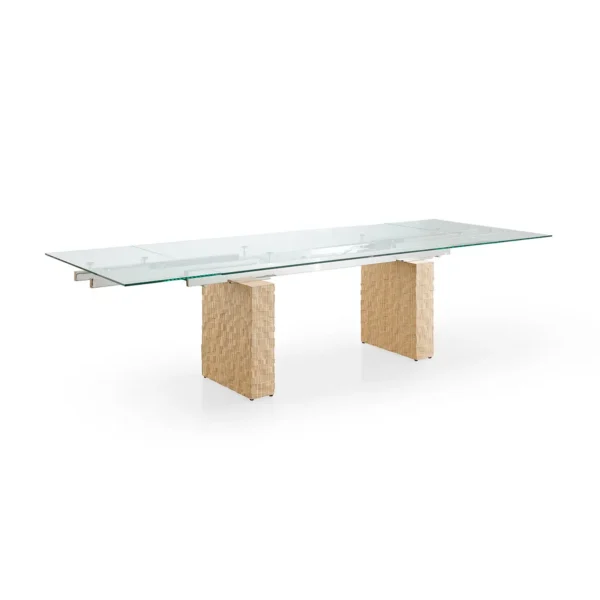 T2611G extendabe glass table side view