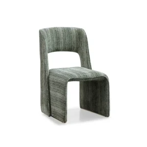 B2403-dining chair in green fabric side view