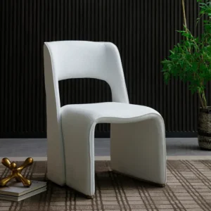 B2403-dining chair in white fabric for modern dining room