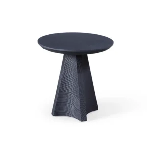 ET2368 Round White Oak Side Table in black finish