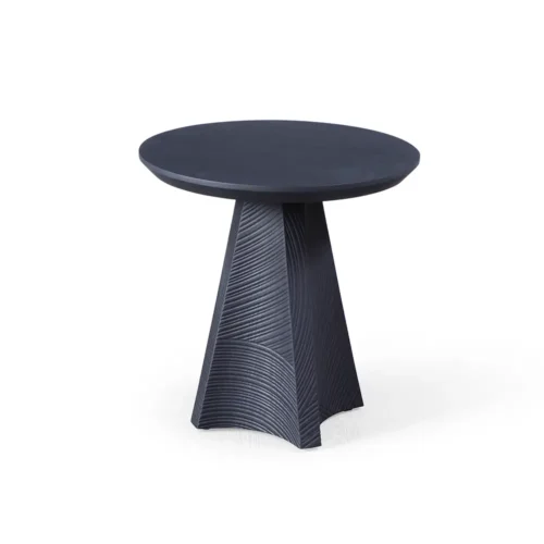 ET2368 Round White Oak Side Table in black finish