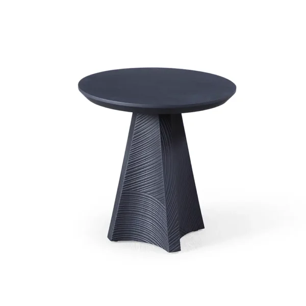 ET2368 Round White Oak Side Table in black finish