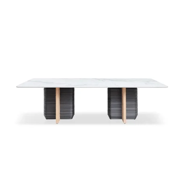 T9097C Modern 78-Inch Dining Table with Snowy Veined Sintered Stone