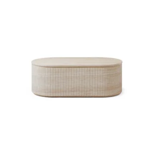 CT-2309L | Isola Sculptural Coffee Table – Modern Fluted Travertine-Look Centerpiece