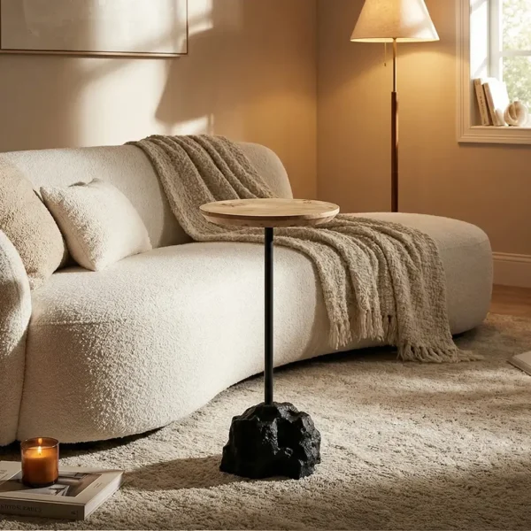 Round Wood Top End Table (6)