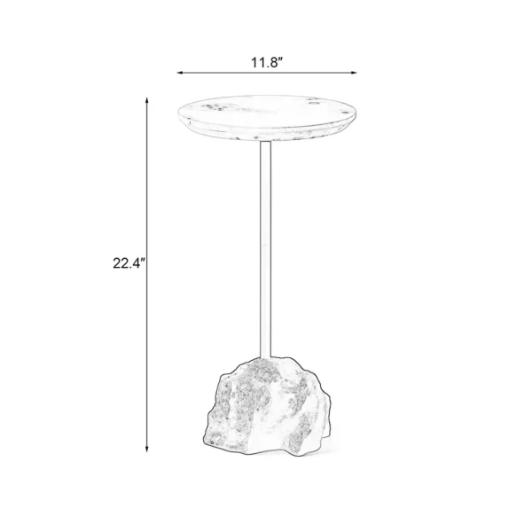 Round Wood Top End Table line drawing